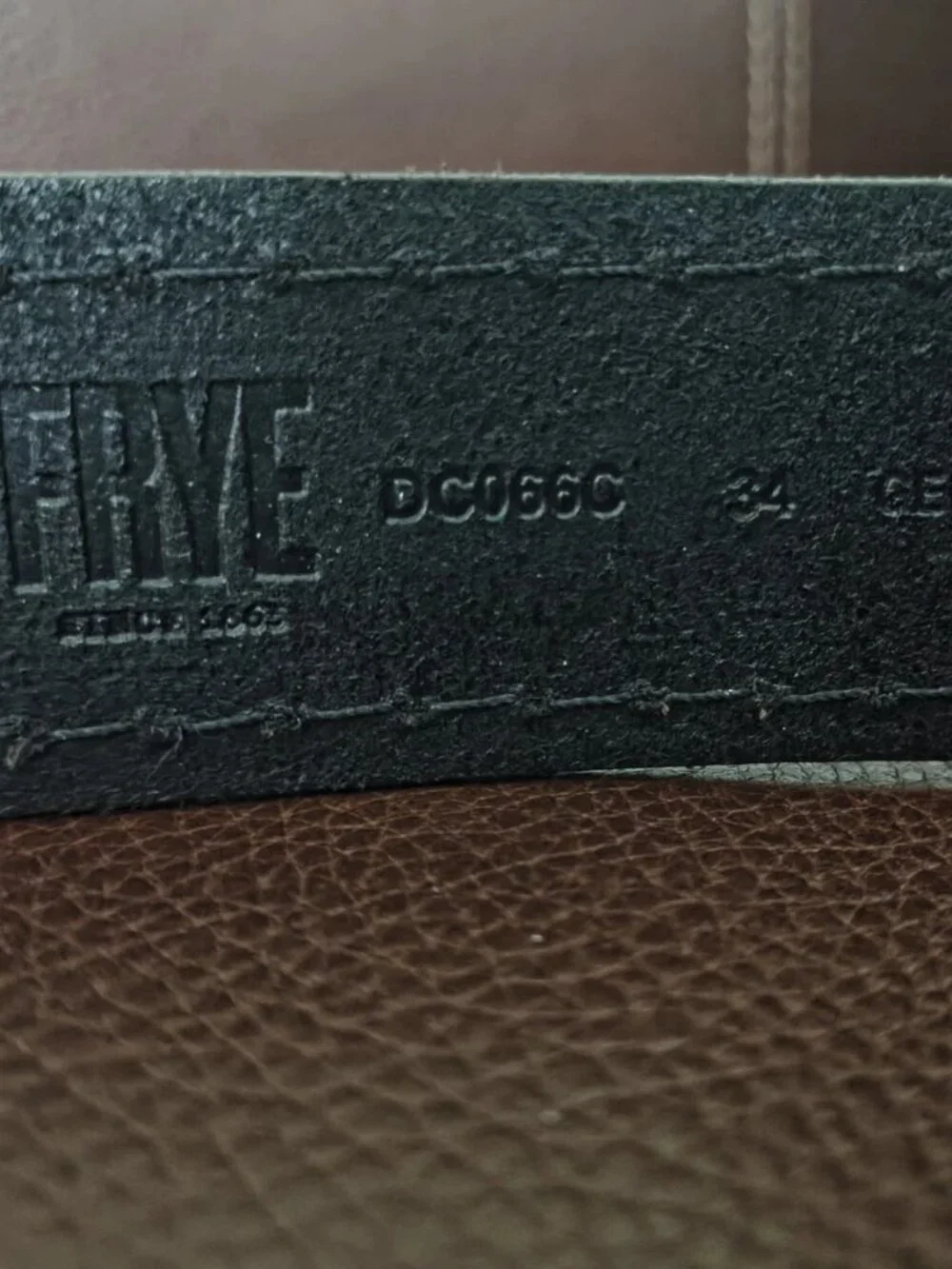Frye Leather Belt, Black, Size 34, Style DC06